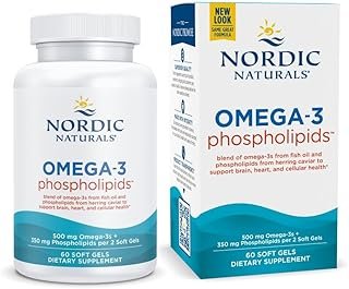 Nordic Naturals Omega-3 Phospholipids, Unflavored - 60 Soft Gels - 500 mg Omega-3 & 350 mg Phospholipids - Heart & Brain Health - Small, Easy-to-Swallow Soft Gels - Non-GMO - 30 Servings