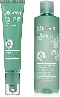 BOLDEN Skin Brightening Toner & SPF 30 Moisturizer Set | Fades Dark Spots, Controls Oil, Hydrates & Protects Skin | Glycolic Acid, Niacinamide, Vitamin C & Hyaluronic Acid