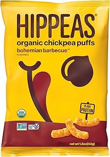 HIPPEAS Organic Chickpea Puffs + Bohemian Barbeque | 1.5 Ounce, 12 Count | Vegan, Gluten-Free, Crunchy, Protein Snacks