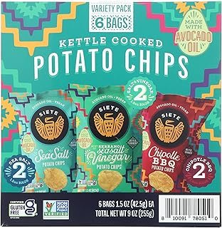 Siete Family Foods Kettle Cooked Potato Chips Variety Pack 6Pk, 9 Oz