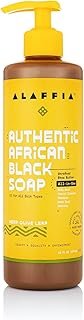 Alaffia Skin Care, Authentic African Black Soap, All in One Body Wash, Face Wash, Shampoo & Shaving Soap with Fair Trade Shea Butter, Hemp Olive Leaf, 16 Fl Oz