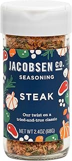 Jacobsen Salt Co. Steak Seasoning – Sea Salt Soy-Free, Non-GMO, Gourmet Seasonings and Spices for Cooking, Made in USA, Real Salt Flakes – 2.4oz