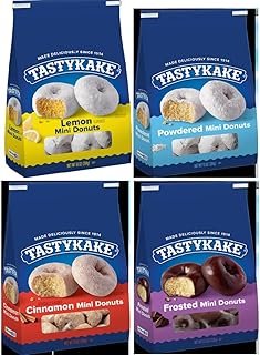 Tastykake Mini Donuts Variety Pack, Lemon, Powdered, Cinnamon, Frosted Flavors, 10 oz Bags