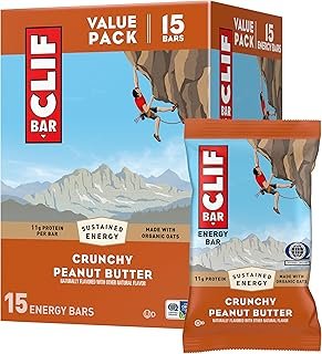 CLIF Bar Protein Bars - Crunchy Peanut Butter - Made with Organic Oats - Energy Bars - Non-GMO (15 Pack)