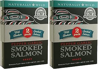 Alaska Smokehouse Smoked Salmon, & Pepper Garlic Fillet, 8 Ounce Box (Pack of 2)