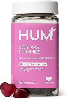 HUM Nutrition SOS PMS Gummies, PMS Support Supplement for Women, Support Cycle Symptoms, Bloating, Hormonal Balance, Includes Vitamin B6, Cranberry & Chasteberry Vitex, Gluten Free, 60 Vegan Gummies