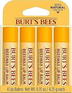 Beeswax Lip Balm Pack by Burts Bees for Unisex - 4 x 0.15 oz Lip Balm