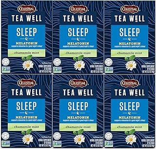 Celestial Seasonings TeaWell Herbal Tea, Sleep with Melatonin, Chamomile Mint, Caffeine Free Wellness Tea, 12 Tea Bags (Pack of 6)