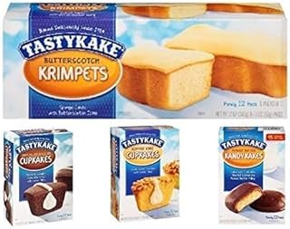 Tastykake Variety Pack | 4 Boxes | 1-Plain Krimpet | 1-Chocolate Creme Filling CC | 1-Buttercreme CC | 1-Peanut Butter Kandy Kakes