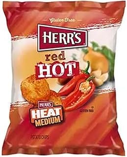 HERR'S Red Hot Potato Chips, 1 Ounce (Pack of 42 Bags) – Crispy and Fiery Potato Chips – Perfect for Snack Lovers Who Like It Hot