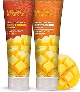 Desert Essence Island Mango Shampoo & Conditioner Bundle - 8 Fl Ounce - Enriching - Shea Butter - Jojoba Oil - Smooth & Silky - Soft & Healthy
