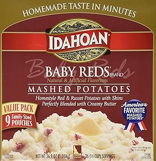 Idahoan Baby Reds Mashed Potatoes, Made with Gluten-Free Red & Russet Potatoes, 36.9oz Value Pack includes 9 Pouches (4 Servings Each)
