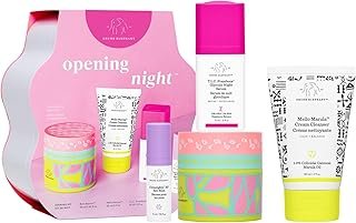 Drunk Elephant Opening Night Kit - Bora Barrier Cream (50ml/1.69 fl oz), Mello Marula Cream Cleanser (60ml/2 fl oz), TLC Framboos Glycolic Night Serum (15ml/.5 oz), Ceramighty Cream (5ml/.16 fl oz)