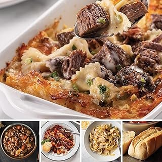 Omaha Steaks Homestyle Comfort Classics (Baked Short Rib Mac & Cheese, Baked Beef Bourguignon, Manicotti with Braised Beef Ragu, Chicken Fettuccine Alfredo Skillet Meal, 4x Individual Baguettes with Garlic Butter)