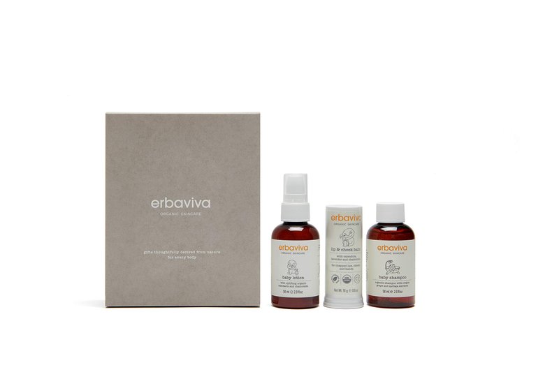 erbaviva Organic Baby Discovery Kit, 3 Piece Set - Essential Baby Skin Care Gift Set, Travel Size Baby Shampoo, Baby Lotion, Baby Lip & Cheek Balm, Gentle For Delicate Skin