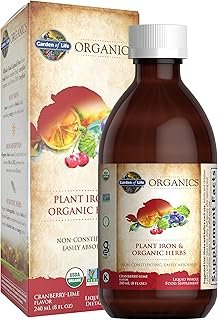 Garden of Life Organics Plant Iron & Organic Herbs - Organic Plant-Sourced Iron + Herbs (Cranberry-Lime Liquid) 8oz Liquid