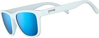 goodr Iced By Yetis Polarized Sunglasses for Men & Women, Medium Sized (OG), White Solid Frame with Blue Mirrored Reflective Lens, UV400 Protection, No Slip, No Bounce
