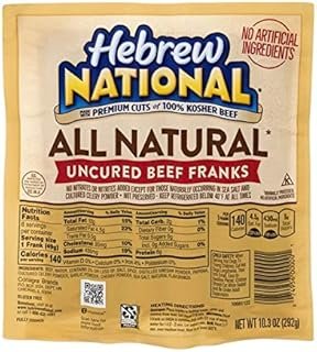 Hebrew National All Natural Uncured Beef Franks 10.3 Oz (4 Pack)