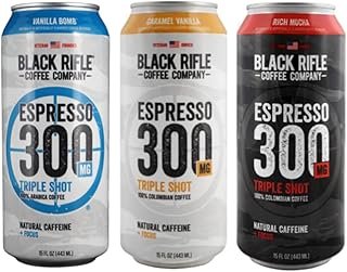 Black Rifle Coffee 300 RTD Ready To Drink Variety Pack, Gluten Free, 300mg Caffeine - 6 Cans