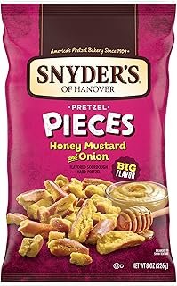 Snyder's of Hanover Pretzel Pieces, Honey Mustard and Onion, 8 oz (Pack of 6)