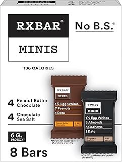RXBAR Minis Protein Bars, Protein Snack, Snack Bars, Variety Pack, 7.3oz Box (8 Bars)