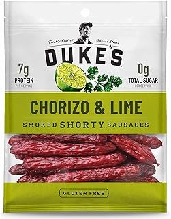 DUKE'S Pork Chorizo & Lime Smoked Shorty Sausages, 7g Protein Per Serving, 5 oz.