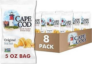 Cape Cod Potato Chips, Original Kettle Cooked Chips, 5 Oz (Pack of 8)