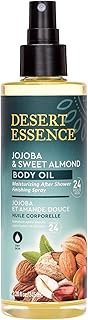 Desert Essence Jojoba & Sweet Almond Body Oil Spray, 8.28 fl. oz. - Gluten-Free, Vegan, Cruelty Free - 24hour Moisture, Soothes Skin, Perfect for Sensitive Skin, Illuminating Body Spray