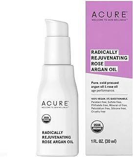 Acure Radically Rejuvenating Rose Argan Oil - Face, Hair & Body Oil Serum Rich in Vitamin E - Lightweight, Non-Greasy, Vegan - 1 Fl Oz