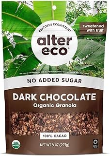 Alter Eco Dark Chocolate Granola, Healthy, Organic Breakfast & Snack, Naturally Sweetened with Fruit, Vegan, No Artificial Sugars or Additives, Regeneratively-Farmed Oats (Dark Chocolate - 6 Pack)