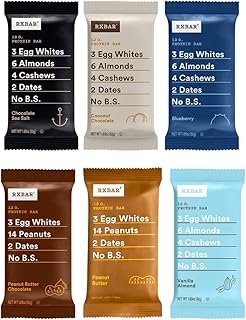 RXBAR Real Food Protein Bar, Assorted Variety Pack, Gluten-free, 1.83 oz, (Variety, 24 Count)