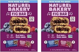 Gourmet Kitchn Natures Bakery Whole Wheat Fig Bars - 2 Twin Pack Boxes, 64 Bars (32 Blueberry, 32 Raspberry Each) - Healthy Snacks - Vegan, Non-GMO 64 Count (Pack of 2)