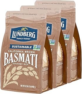 Lundberg Family Farms - California Brown Basmati Rice, Pleasant Aroma, Won't Clump When Cooked, 100% Whole Grain, High Fiber, Pantry Staple, Gluten-Free, Non-GMO, Vegan, Kosher (32 oz, 3-Pack) 3