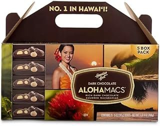 Dark Chocolate Covered Macadamia Nuts by Hawaiian Host, 5 Box Tote - 5 ounces
