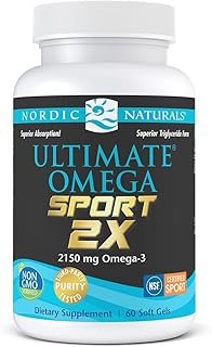 Nordic Naturals Ultimate Omega Sport 2X, Lemon Flavor - 60 Soft Gels - 2150 mg Omega-3 - NSF Certified Fish Oil with EPA & DHA - Heart & Muscle Health, Recovery - Non-GMO - 30 Servings
