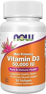 NOW Foods Supplements, Vitamin D-3 50,000 IU Softgels, 50 softgels