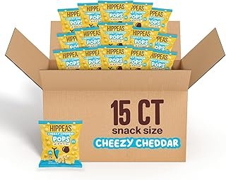 HIPPEAS Cheezy Cheddar Pops, 0.5 Ounce (Pack of 15), 2g Protein, Fiber, Vegan, Gluten-Free, Crunchy, Plant Protein Snacks