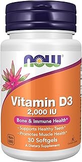 NOW Foods Supplements, Vitamin D-3 2,000 IU, High Potency, Structural Support*, 30 Softgels