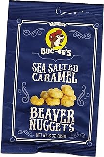 Buc-ees Beaver Nuggets Sea Salted Caramel Sweet Corn Puff Snacks Texas Bucees (Pack of 8 Bags)