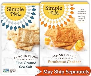Simple Mills Almond Flour Crackers, Fine Ground Sea Salt and Farmhouse Cheddar - Gluten Free, Healthy Snacks, 4.25 Ounce (Pack of 2)