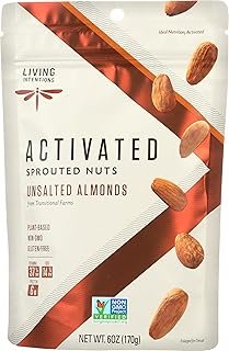 Living Intentions Activated Transitional Sprouted Almonds, Unsalted, Vegan, Gluten Free & Non-GMO, 6 Ounce (Pack of 6)
