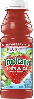 Tropicana Strawberry Kiwi 100% Juice Blend, 15.2 fl oz Bottles, (Pack of 12)