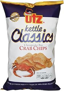Utz Kettle Classics Potato Chips, Chesapeake Bay Crab Chips, 8 oz Bag