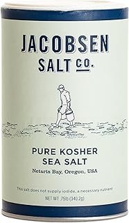 Jacobsen Salt Co. Pure Kosher Sea Salt – Kosher, Coarse, Non-Iodized Made in USA, Non-GMO, Steak Seasoning, Gourmet, Real Salt Flakes – 12oz