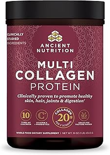 Ancient Nutrition Collagen Powder Protein with Probiotics, Unflavored Multi Collagen Protein with Vitamin C, 45 Servings, Hydrolyzed Collagen Peptides Supports Skin and Nails, Gut Health, 16oz