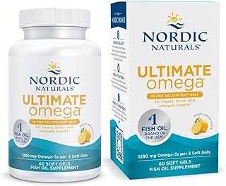 Nordic Naturals Ultimate Omega in Fish Gelatin, Lemon Flavor - 60 Soft Gels - 1280 mg Omega-3 - High-Potency Fish Oil Supplement - EPA & DHA - Promotes Brain & Heart Health - Non-GMO - 30 Servings