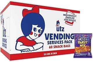 Utz Party Mix – 1 oz. Bags (60 Count) Tasty Snack Mix of Corn Tortilla, Nacho Tortilla, Pretzel, BBQ Corn Chip and Cheese Curl, Perfect for Vending Machines, Individual Snacks to Go, Trans-Fat Free