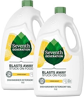 Seventh Generation Dishwasher Detergent Gel Lemon Scent 2 pack for sparkling dishes dishwasher soap 70 oz