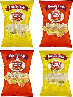 Better Made Special Original & BBQ Potato Chips Variety Pack (4) x Family Size Bags 9.5oz (Pack of 4) - Crispy, Crunchy, Salty Snacks Made From Fresh Potatoes - Gluten Free - Family Owned and Operated