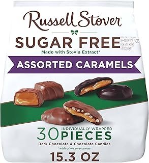 Russell Stover Sugar Free Assorted Caramels in Chocolate Candy, 15.3 oz. bag